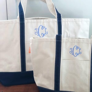 Custom Embroidered Monogram Tote, Personalized Canvas Bag