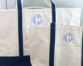 Custom Embroidered Monogram Tote, Personalized Canvas Bag