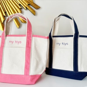 Children&#39;s Personalized Toy Tote Bag, Girl&#39;s Personalized Canvas Bag, Boy&#39;s Personalized Gift Bag, Embroidered Baby Bag, Baby Shower Gift