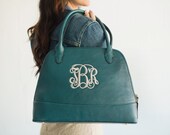 Monogrammed Sea Green Handbag- Bowling Bag Purse Style- Personalized Fall Handbag- Monogrammed Shoulder Tote- Fall Monogram Purse