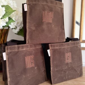 Waxed Canvas Personalized Beer Tote, Monogram Gift for Guys, 6 Pack Beer Carrier, Beer Lover Gift, Embroidered Monogrammed Father's Day Gift