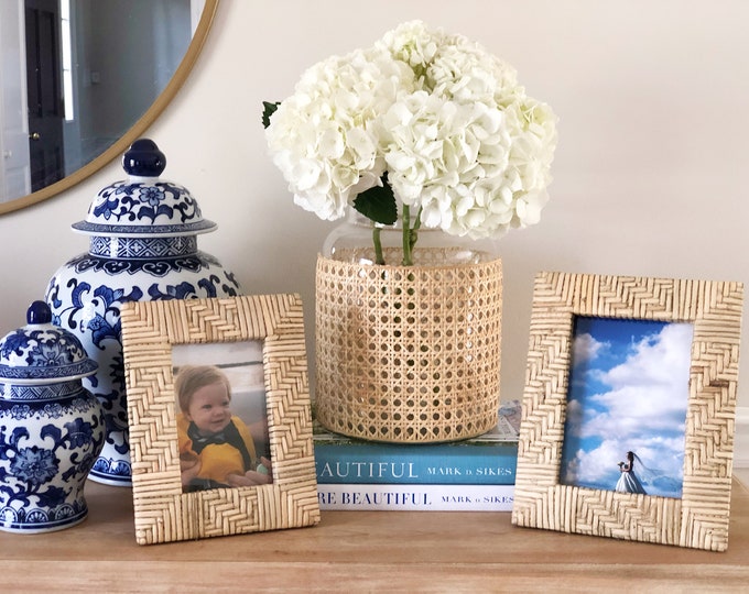 Rattan Photo Frame- 5x7 Woven Rattan Picture Frame- Coastal Home Decor ...