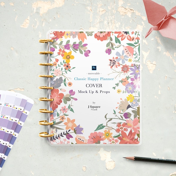 Discbound Planner Cover MockUp/ Classic Happy Planner Cover, Journal, Recipe Organizer, Happy Notes Cover Mockup for Instagram, blogger, DIY