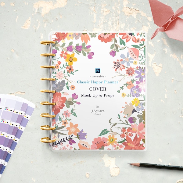 Discbound Planner Cover MockUp / Classic Happy Planner Cover, Journal, Rezept Organizer, Happy Notes Cover Mockup für Instagram, Blogger, DIY