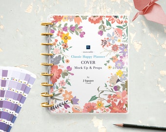 Discbound Planner Cover MockUp / Classic Happy Planner Cover, Journal, Rezept Organizer, Happy Notes Cover Mockup für Instagram, Blogger, DIY