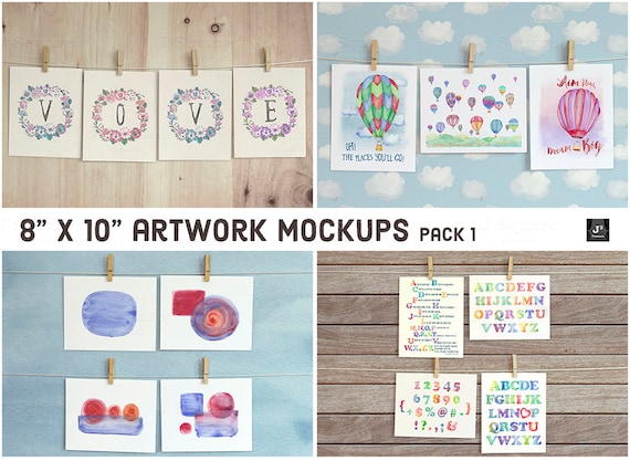 8x10 Artworkprintables Presentation Mockups With Clothespins Pack 1