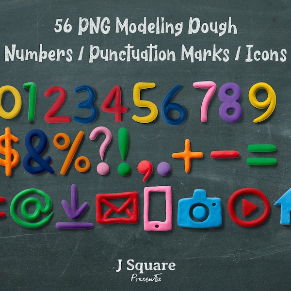 56 PNG Modeling Dough Numbers/ Punctuation Mark/ Icon Clip Arts, Playdoh Props, Teaching Resource, Classroom Props, Nursery Art, Learning