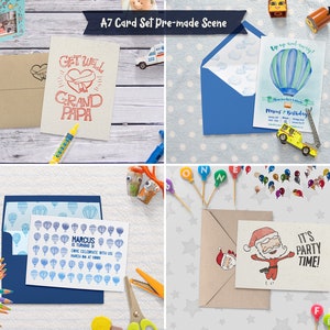 Kid Friendly Props & A7 A2 Card Set MockUps Card Templates, HERO, Showcase, Presentation, Scene Creator, Kids Scene Generator image 10