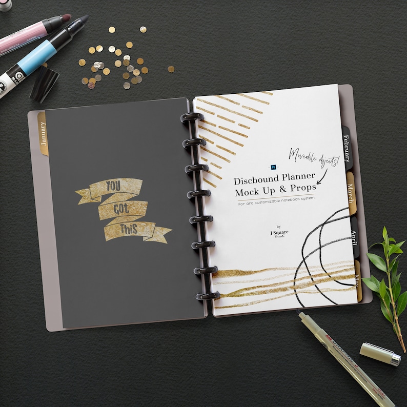 Download Planner MockUp & Moveable Props Discbound Monthly Planner ...