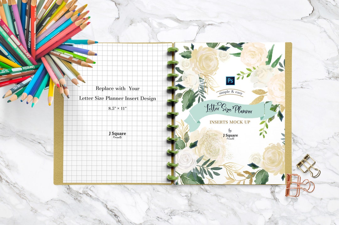 Letter Size Planner Inserts Mockup & Props Discbound Journal Etsy