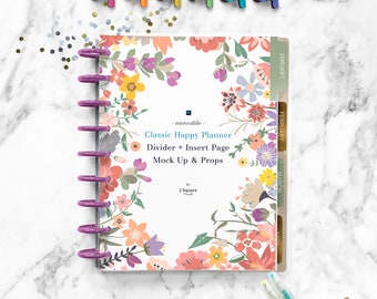 Happy Planner MockUp & Moveable Props, Classic Happy Planner Insert and Divider Mock Up- for Planner Stationery Designer, Instagram, blogger