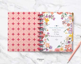 Classic Happy Planner Mockup, Innenseite & Innenseite (PSD)