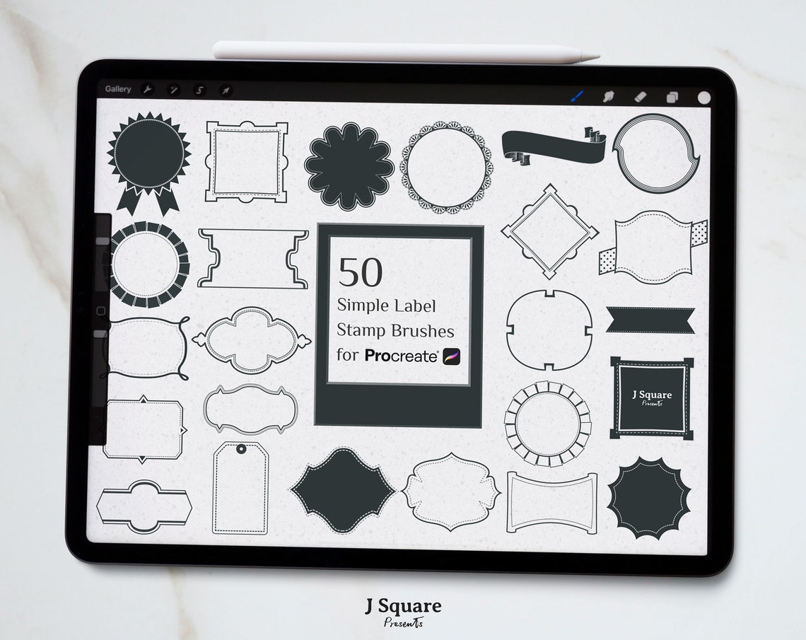 Procreate Label Procreate Simple Label Stamps, 50 Frames Procreate Stamp Brushset ...