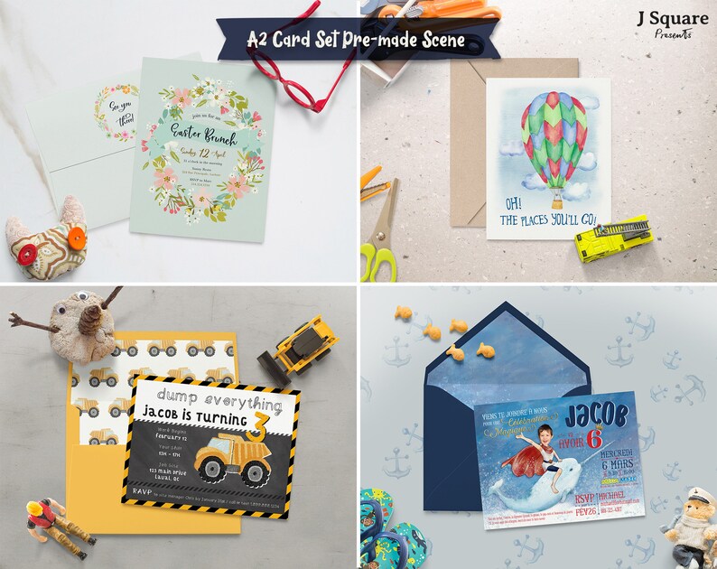Kid Friendly Props & A7 A2 Card Set MockUps Card Templates, HERO, Showcase, Presentation, Scene Creator, Kids Scene Generator image 9