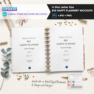 Letter Size Planner MockUp Styled Scene 1, Discbound Planner Openbook Mock up/ Big Happy Planner Scene Mockup, Canva, PSD, JPG, PNG