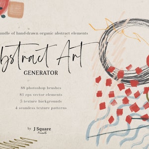 Abstract Art Generator-Photoshop Brush Preset, abstracte vectorelementen, patroon, abstracte vormen, ABR, textuur, organische, digitale tekening afbeelding 1