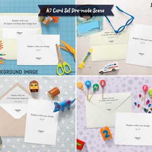 Kid Friendly Props & A7 A2 Card Set MockUps Card Templates, HERO, Showcase, Presentation, Scene Creator, Kids Scene Generator image 2