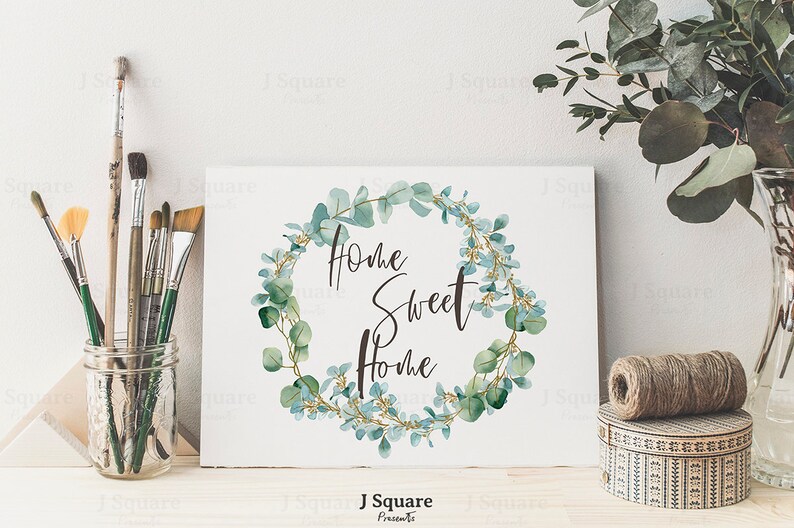 Watercolor Eucalyptus Greenery Wreath Clip Art AUDREY /PNG - Etsy
