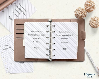 Pocket Planner Inserts MockUp & Moveable Props, Ring bound Pocket Organizer Mock up/ Filofax Pocket Ring Binder Insert/ Planner Scene Mockup