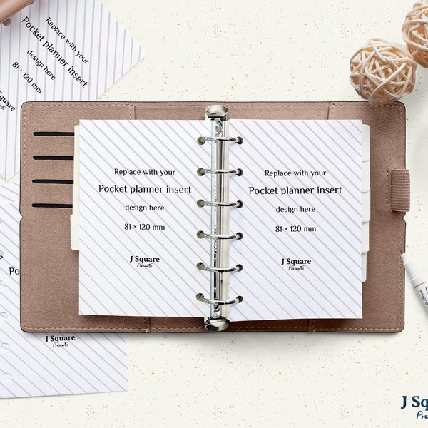 Pocket Planner Inserts MockUp & Moveable Props, Ring bound Pocket Organizer Mock up/ Filofax Pocket Ring Binder Insert/ Planner Scene Mockup