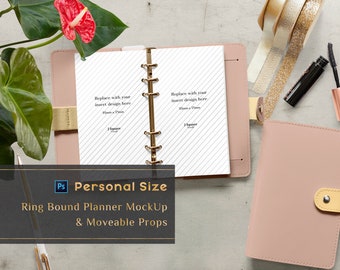 Personal Planner Inserts MockUp & Moveable Props, Ring bound Planner Mock up/ Ring Binder Inserts/ Stationery Mockup- for Instagram, blogger