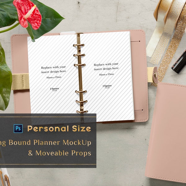 Personal Planner Inserts MockUp & Moveable Props, Ring bound Planner Mock up/ Ring Binder Inserts/ Stationery Mockup- for Instagram, blogger