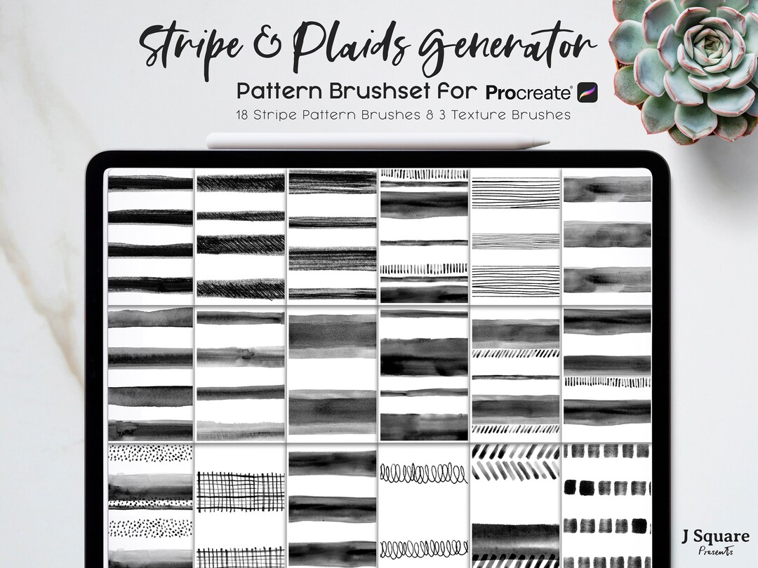 Stripes & Plaids Generator/ Pattern Brushset for Procreate/ Instant ...