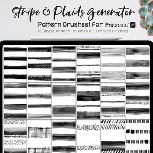 Generator pasków i kratek/ Zestaw pędzli do wzorów dla Procreate/ natychmiastowe pobieranie, Rysunek cyfrowy, papier do scrapbookingu, pędzel do wzorów, Kratka, Paski