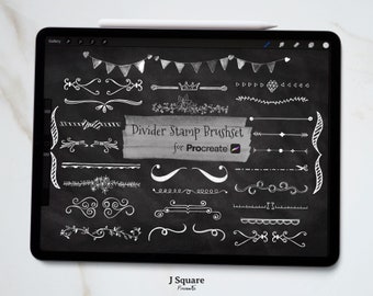 Jeu de pinceaux Procreate Text Divider, 28 pinceaux pour Procreate, Chalk Divider Procreate, dessin numérique