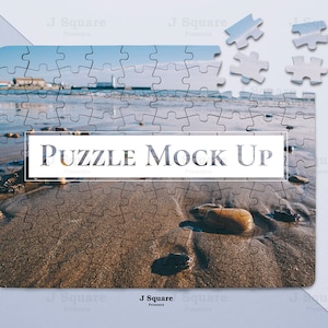 100-piece Puzzle Mock Up, 12&quot; x 9&quot; Puzzle Mock Up, Jigsaw Puzzle Mock Up, Realistic Mockup from Photo, Showcase, Puzzle Preview, Rendering