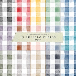 15 Buffalo Plaid carta da scrapbooking stampabile/ motivo a quadri acquerello dipinto a mano senza soluzione di continuità/ sfondi per blog, carta da regalo, progetti fai da te