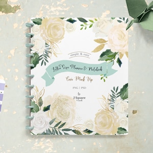 Letter Size Planner COVER MockUp & Props, Discbound Notebook Planner Mockup/ Customizable Journal/ Stationery Mockup- for Instagram, blogger