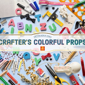 Crafter&#39;s Colorful Props- scene creator, HERO, template, logo mock up, props for crafty DIYers & designers, color decorations, deal