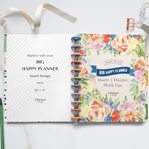 BIG Happy Planner Insert / Divider MockUp & Props, Big Happy Planner Openbook Mock Up- for Printable Planner Stationery Designer, Blogger