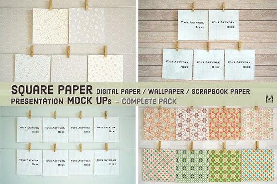 Square Paper Mock Ups Complete Pack For Digital Scrapbook Etsy