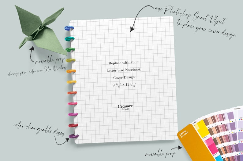 Letter Size Planner COVER Mockup & Props Discbound Notebook Etsy