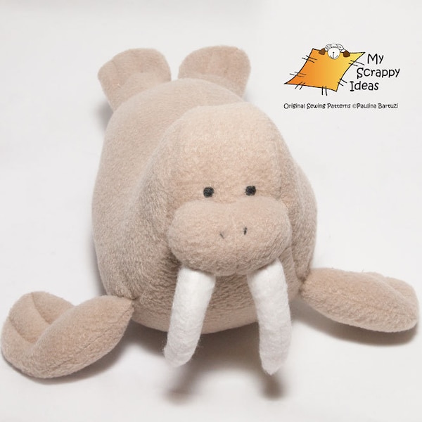 DIY Witty Walrus - Fleece Toy / Softie / Stuffed Fabric Animal / Sea Creature / Plushie for Children / Kids- PDF Sewing Pattern and Tutorial