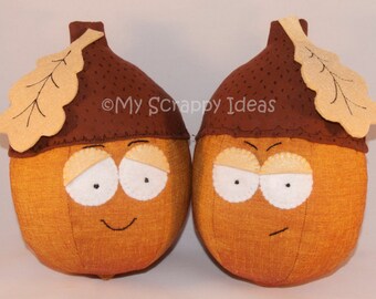 DIY - Autumn Acorn with an Oak Leaf - PDF Sewing Pattern and Detailed Photo-Tutorial - Instant Download!