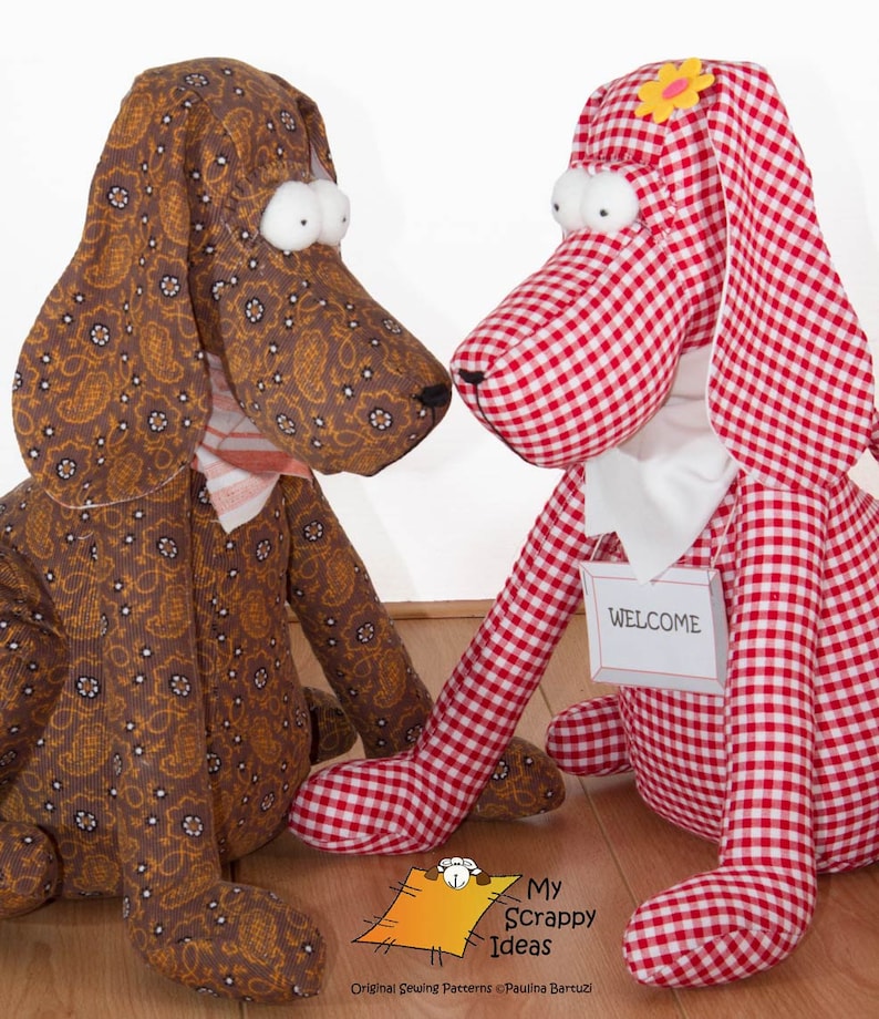 DIY Drop-Ear Dog Toy / Door-Stop / Home Decoration / Plushie PDF Sewing Pattern and Tutorial image 1