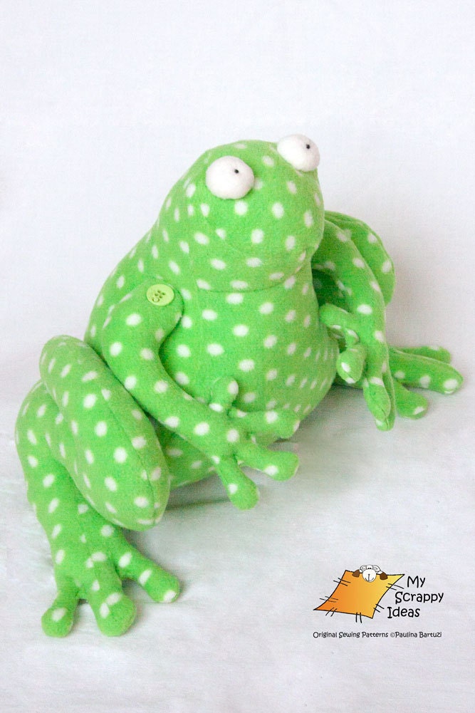 Ribbit the Fearless Frog Fleece Toy / Door-stop/ Home Decoration
