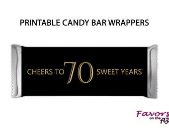 70th Birthday Printable Candy Bar Wrappers for DIY Printing Digital Download