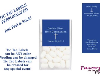 Baptism Christening Tic Tac Labels Personalized with wording and colors