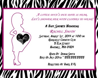Diva Baby Shower Invitations personalized with ultrasound picture!
