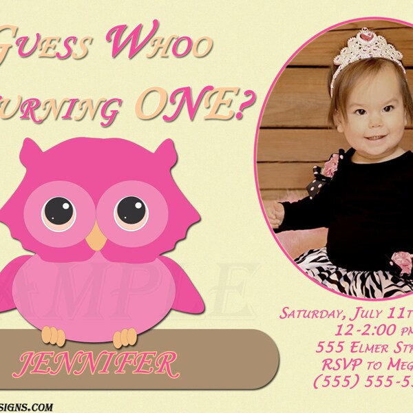 Owl 1st Birthday or any age Invitations - Personalized with Photo!