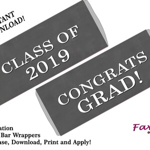 2019 Graduation Chalkboard Candy Bar Wrapper - Instant Download!  Print as many as you need!