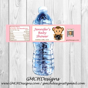 Monkey Baby Shower Personalisierte Wasserflaschen Etiketten mit Ultraschall!