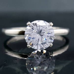 Diamond CZ Silver Solitaire Engagement Ring