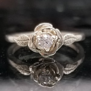 Diamond CZ Rose Petal Flower Ring image 1