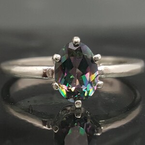 Mystic Topaz Oval Solitaire Engagement Ring