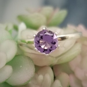 Alexandrite 6-Prong Silver Solitaire Engagement Ring